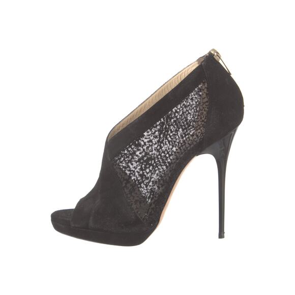 Jimmy Choo Suede Mesh Accents Sandals - 38.5 - Black - Picture 1 of 5
